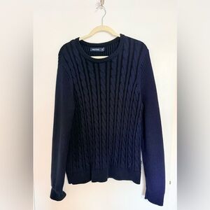 Nautica Men’s Navy Blue Cable Knit Sweater